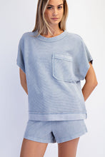 Mineral Washed Honeycomb Oversized Tee - Black, Mocha or Powder Blue