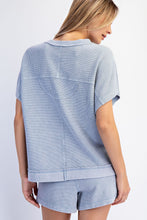 Mineral Washed Honeycomb Oversized Tee - Black, Mocha or Powder Blue