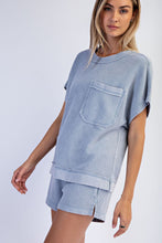 Mineral Washed Honeycomb Oversized Tee - Black, Mocha or Powder Blue