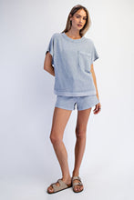 Mineral Washed Honeycomb Oversized Tee - Black, Mocha or Powder Blue