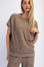 Mineral Washed Honeycomb Oversized Tee - Black, Mocha or Powder Blue