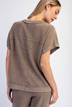 Mineral Washed Honeycomb Oversized Tee - Black, Mocha or Powder Blue