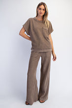 Mineral Washed Honeycomb Oversized Tee - Black, Mocha or Powder Blue