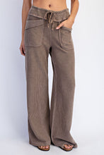 Mineral Washed Honeycomb Wide Leg Pants - Black, Mocha or Powder Blue
