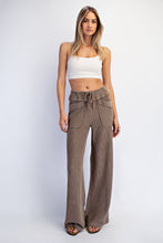 Mineral Washed Honeycomb Wide Leg Pants - Black, Mocha or Powder Blue