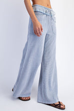 Mineral Washed Honeycomb Wide Leg Pants - Black, Mocha or Powder Blue