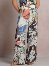 Elan Elastic Waistband Pants - Blue Botanical