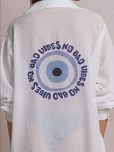 Elan Vibes Evil Eye Button Down Shirt - White