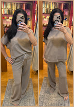 Mineral Washed Honeycomb Wide Leg Pants - Black, Mocha or Powder Blue