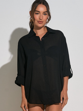 Elan Destination Button Down Graphic Shirt - Black