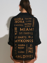 Elan Destination Button Down Graphic Shirt - Black