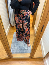 Wide Leg Lace Inserts Tie Waist Pants - Black