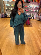 Mineralwash Hoodie Sweatshirt With Thumbholes- Midnight Green