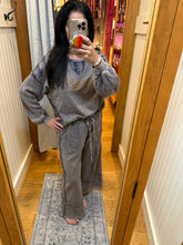 Mineralwash Wide Pants With Raw Hem Frayed Details - Grey