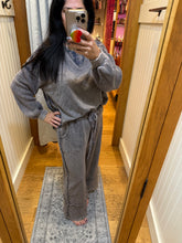 Mineralwash Wide Pants With Raw Hem Frayed Details - Grey