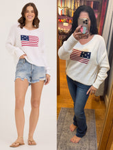 Ocean Drive White American Flag Graphic Sweater