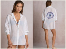 Elan Vibes Evil Eye Button Down Shirt - White