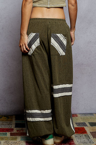 POL Cotton With Double Gauze Patch Jogger - Olive