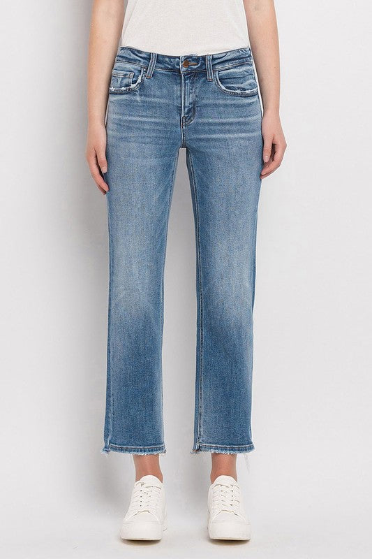 FLYING MONKEY MID RISE CROP STRAIGHT JEANS - STATELY