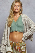 POL Relaxed Fit Open Cardigan In Chenille - Almond or Black