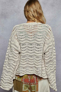 POL Relaxed Fit Open Cardigan In Chenille - Almond or Black