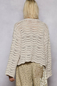 POL Relaxed Fit Open Cardigan In Chenille - Almond or Black