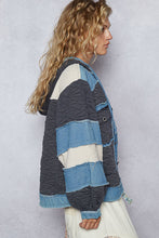 POL Balloon Sleeve Denim Patch Hoodie - Charcoal Multi