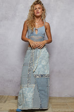 POL Patchwork Denim Skirt - Denim Multi