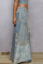 POL Patchwork Denim Skirt - Denim Multi