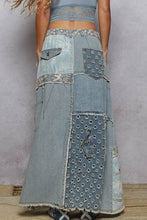 POL Patchwork Denim Skirt - Denim Multi
