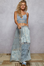 POL Patchwork Denim Skirt - Denim Multi