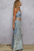 POL Patchwork Denim Skirt - Denim Multi