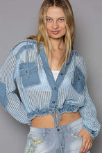 POL Open knit button down pocket hooded shirt top - Assorted Colors