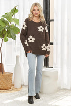 Floral Relaxed Cozy Knit Sweater - Coffee