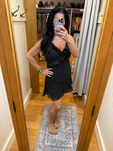 Asym Ruffled Dotted Woven Mini Dress - Black or Red