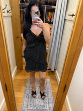 Asym Ruffled Dotted Woven Mini Dress - Black or Red