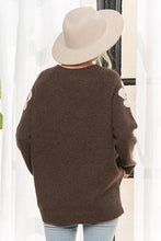 Floral Relaxed Cozy Knit Sweater - Coffee