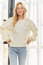 Floral Applique Sweater Top - Ivory
