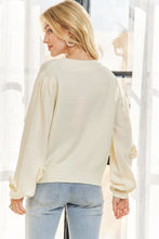 Floral Applique Sweater Top - Ivory