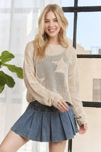 Lightweight Loose Knit Star Sweater - Charcoal, Oatmeal or Ivory
