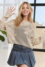 Lightweight Loose Knit Star Sweater - Charcoal, Oatmeal or Ivory