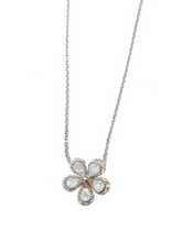 Flower cubic zirconia pendant. * 16" length - Silver, Gold or Rose Gold