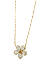 Flower cubic zirconia pendant. * 16" length - Silver, Gold or Rose Gold