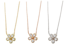 Flower cubic zirconia pendant. * 16" length - Silver, Gold or Rose Gold