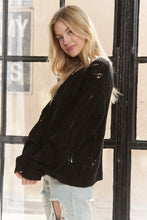 Long Sleeve Loose Fit Knit Sweater Top - Black
