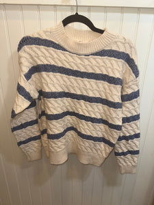 Lurex Striped Sweater - Cream/Blue or Cream/Mauve