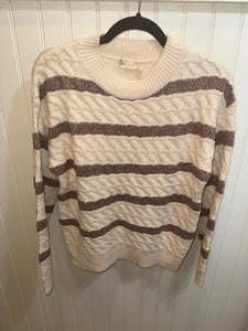 Lurex Striped Sweater - Cream/Blue or Cream/Mauve