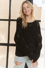 Long Sleeve Loose Fit Knit Sweater Top - Black