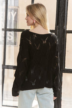 Long Sleeve Loose Fit Knit Sweater Top - Black