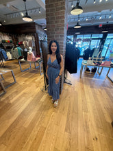 V Neck Lace Trim Ditsy Print Maxi Dress - Blue